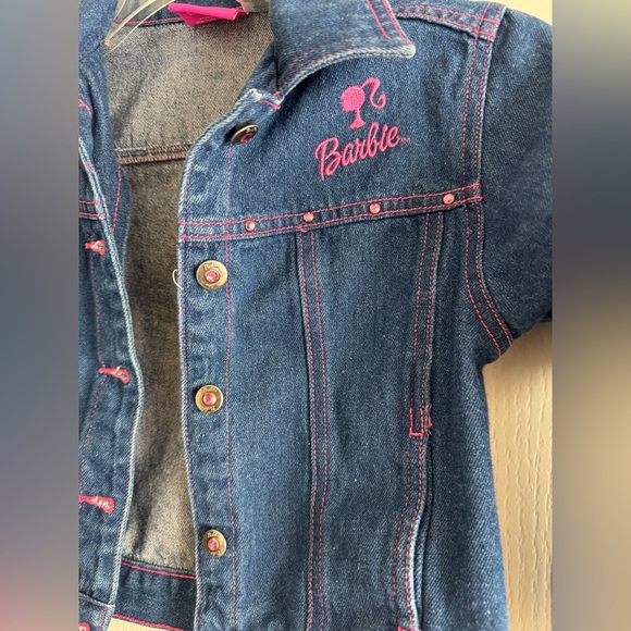 Vintage 90s Barbie Kids Denim Jacket - Blue size 6/6X - Picture 2 of 8